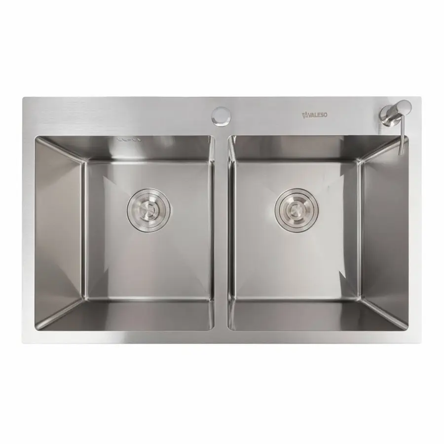 Кухонна мийка нержавійка 78*48 VALESO Handmade на дві чаші (3.0/0.8)