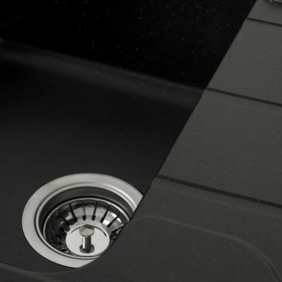 Гранитная мойка для кухни VALESO VERONA 7850 матовая Черный металлик