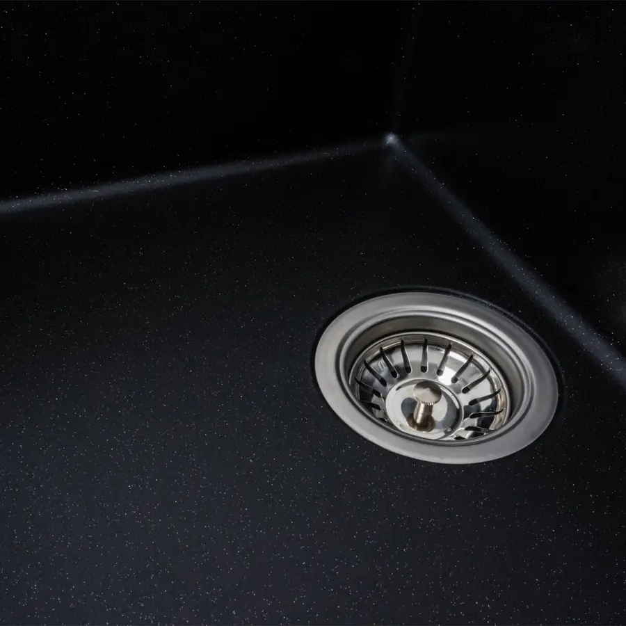 Гранітна мийка для кухні VALESO LOTOS 6550 матова Чорний металік