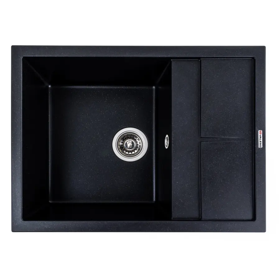 Гранітна мийка для кухні VALESO LOTOS 6550 матова Чорний металік