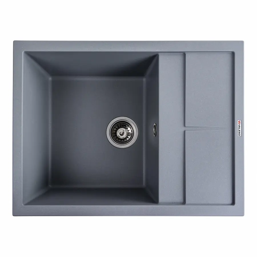 Гранітна мийка для кухні VALESO LOTOS 6550 матова Сірий металік