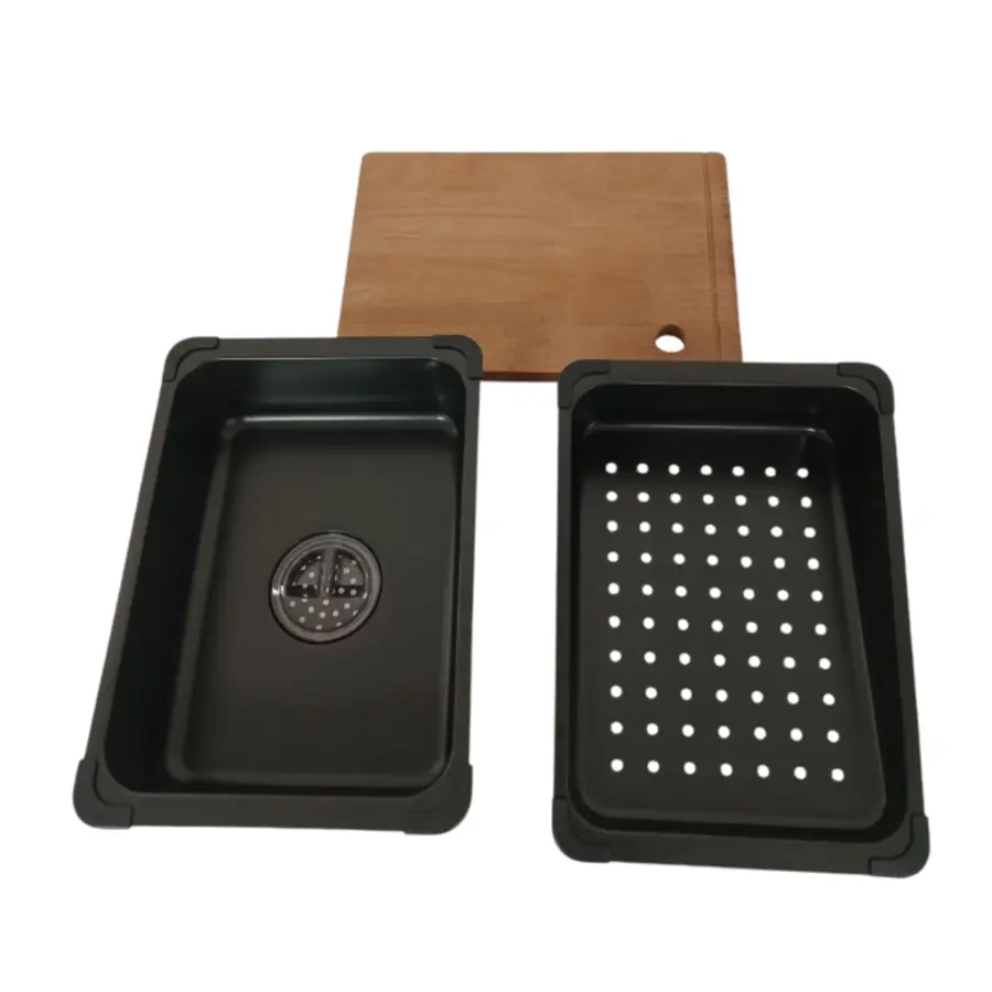 Мойка кухонная PVD черная Valeso Handmade "Водопад" (ДЕКОР) 68х45M