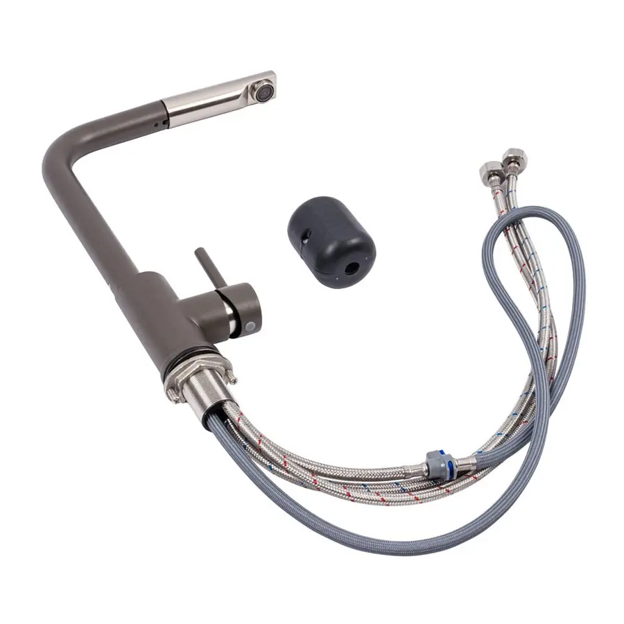 Q411B змішувач кухонний VALESO ТЕМНА СКЕЛЯ (з висувною лійкою)