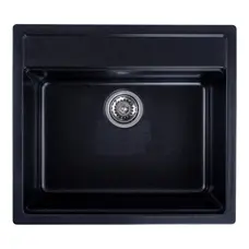 Гранітна мийка для кухні Platinum 5751 NIKA глянець Чорний металік