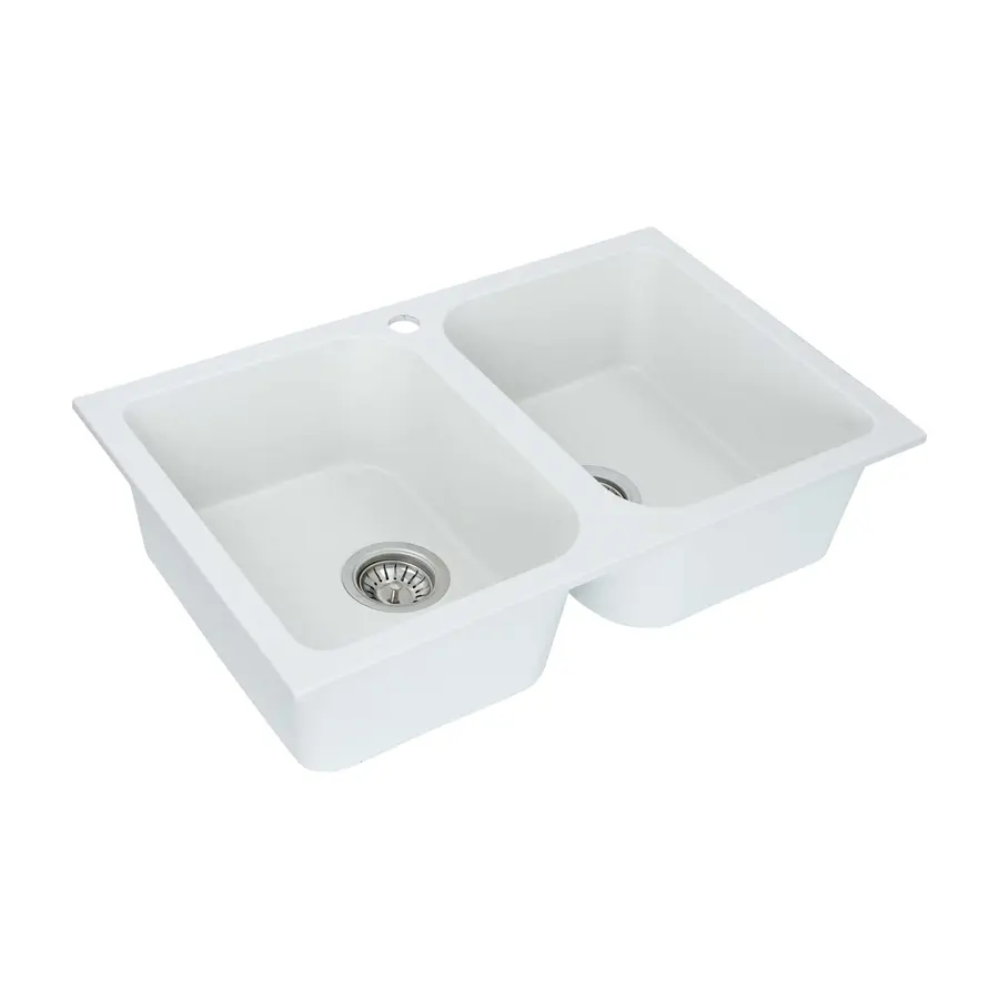 Гранітна мийка для кухні Platinum 7648W TWIN глянець Білосніжна