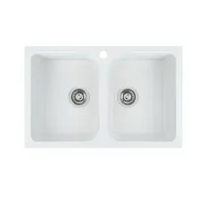 Гранітна мийка для кухні Platinum 7648W TWIN глянець Білосніжна