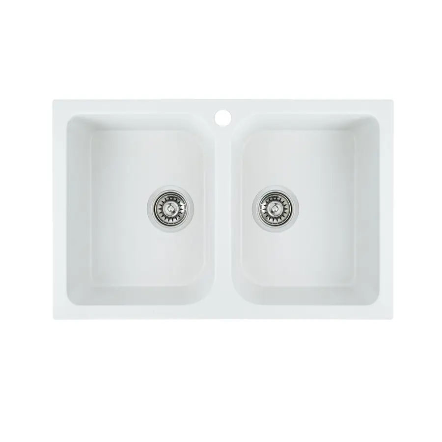 Гранітна мийка для кухні Platinum 7648W TWIN глянець Білосніжна