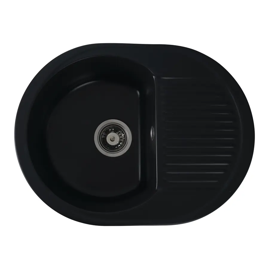 Гранітна мийка для кухні Platinum 6247 BORA глянець Чорна