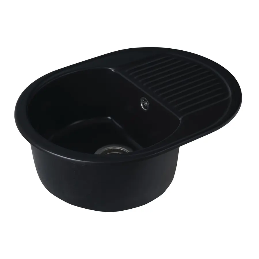 Гранітна мийка для кухні Platinum 6247 BORA глянець Чорна