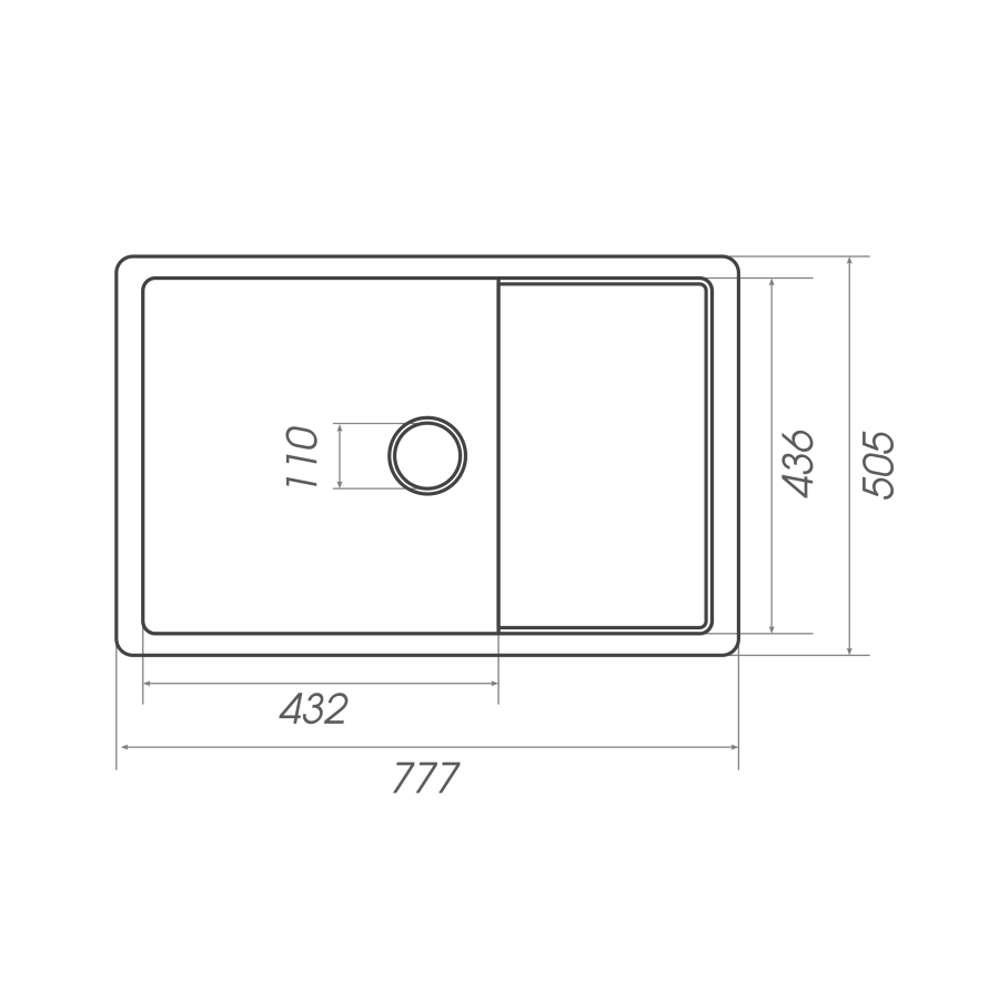 Гранітна мийка для кухні Platinum 7850 CUBE матова Топаз