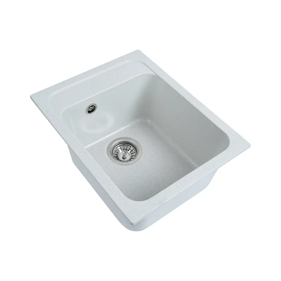 Гранітна мийка для кухні Platinum 4050 RUBY глянець Біла в крапку