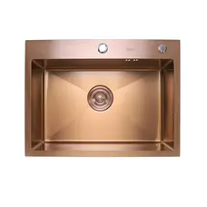 Кухонна мийка Platinum Handmade PVD 580х430х220 мідна (товщина 3,0/1,5 мм корзина та дозатор в комплекті)