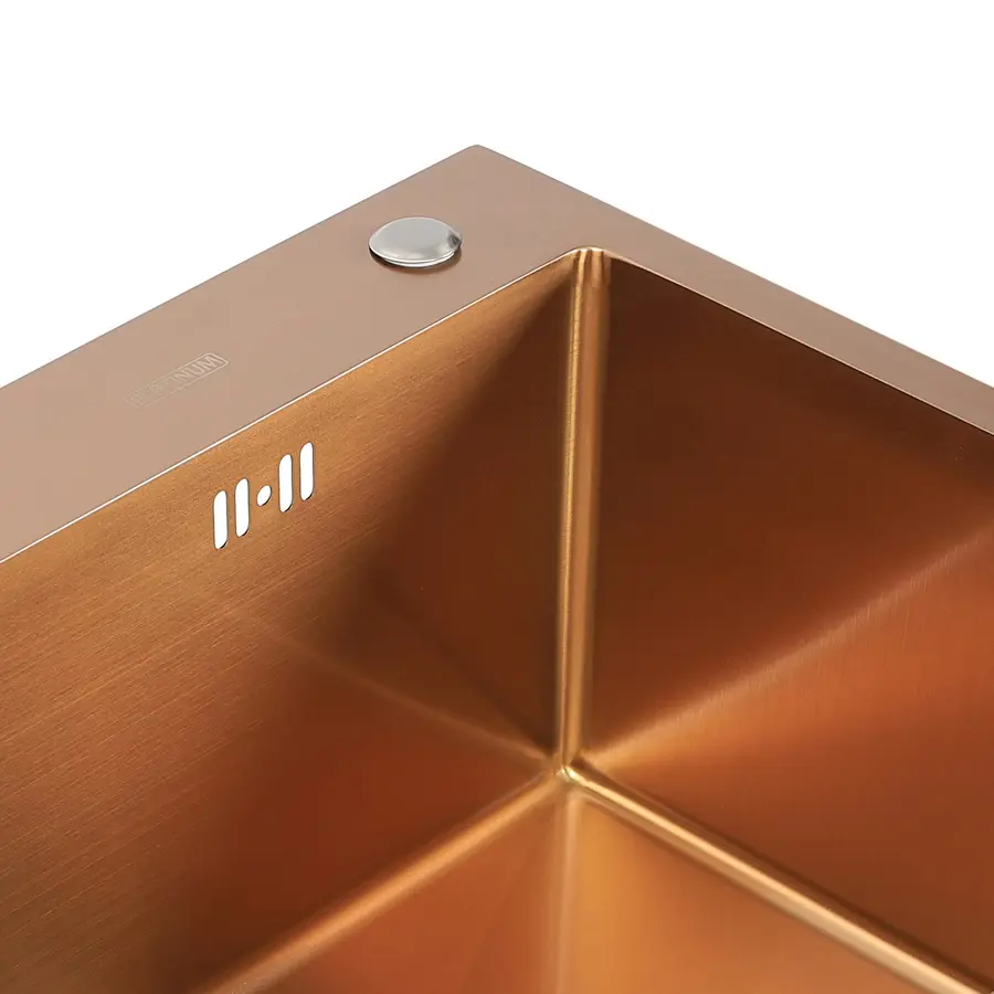 Кухонна мийка Platinum Handmade PVD 580х430х220 мідна (товщина 3,0/1,5 мм корзина та дозатор в комплекті)