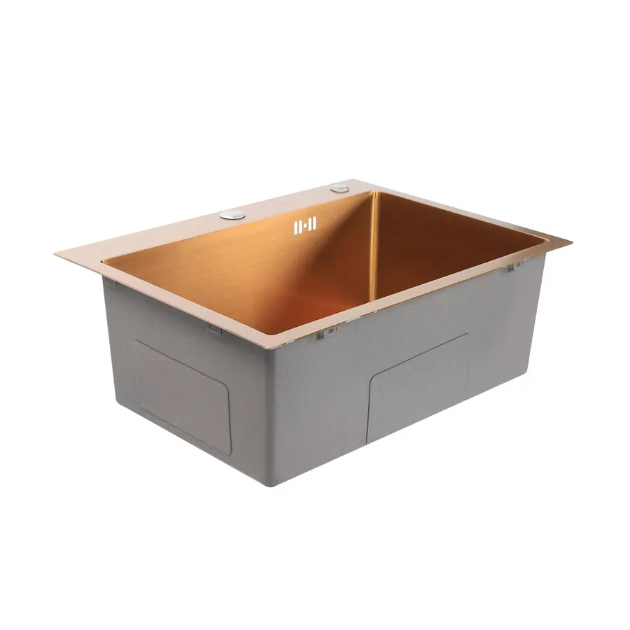 Кухонна мийка Platinum Handmade PVD 580х430х220 мідна (товщина 3,0/1,5 мм корзина та дозатор в комплекті)