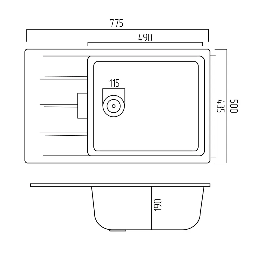 Гранітна мийка для кухні Platinum 7850 ROMA матова Сірий металік