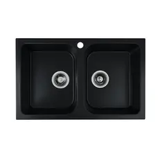 Гранітна мийка для кухні Platinum 7648W TWIN глянець Чорна