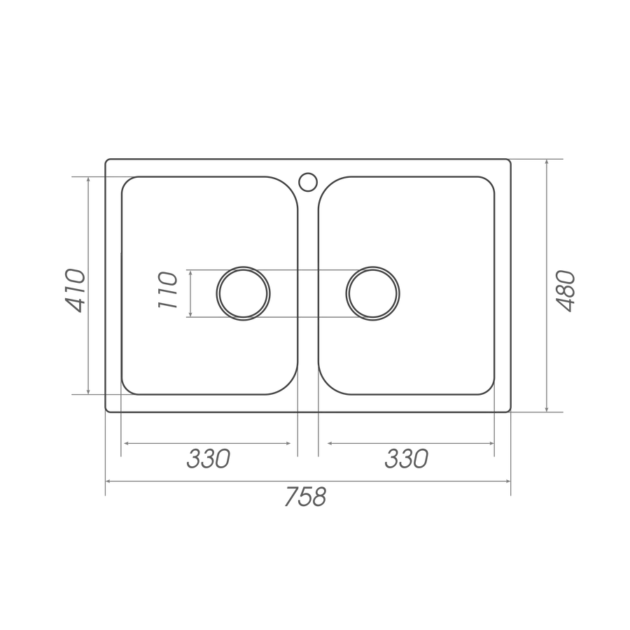 Гранітна мийка для кухні Platinum 7648W TWIN глянець Чорна