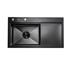 Кухонна мийка Platinum Handmade PVD 780х430х220 L чорна (товщина 3,0/1,5 мм корзина та дозатор в комплекті)