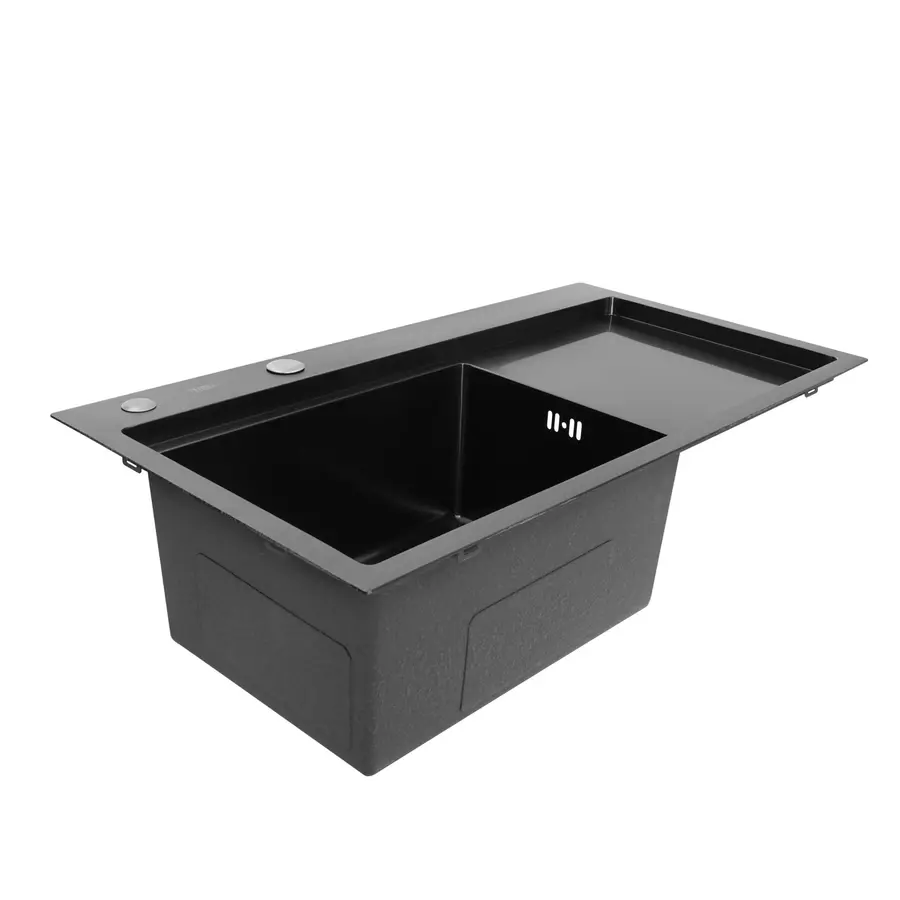 Кухонна мийка Platinum Handmade PVD 780х430х220 L чорна (товщина 3,0/1,5 мм корзина та дозатор в комплекті)