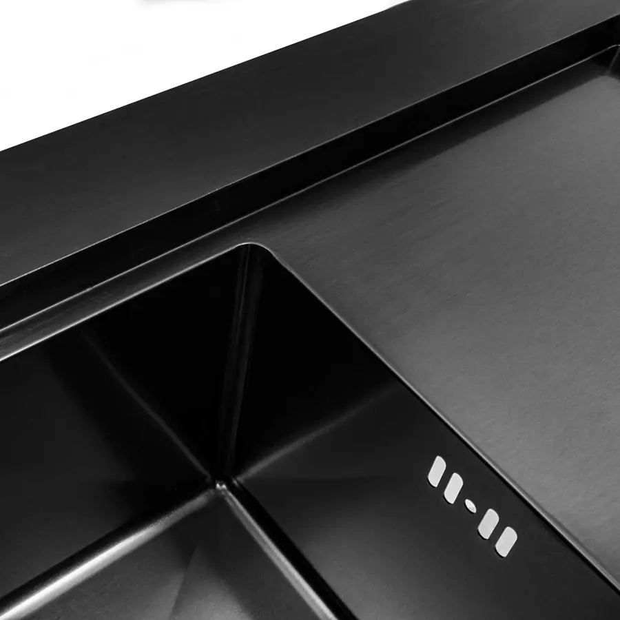 Кухонна мийка Platinum Handmade PVD 780х430х220 L чорна (товщина 3,0/1,5 мм корзина та дозатор в комплекті)