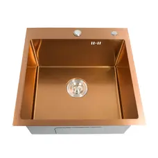 Кухонна мийка Germece Handmade PVD бронза 50*50/220 3,0/1,5 мм корзина та дозатор в комплекті