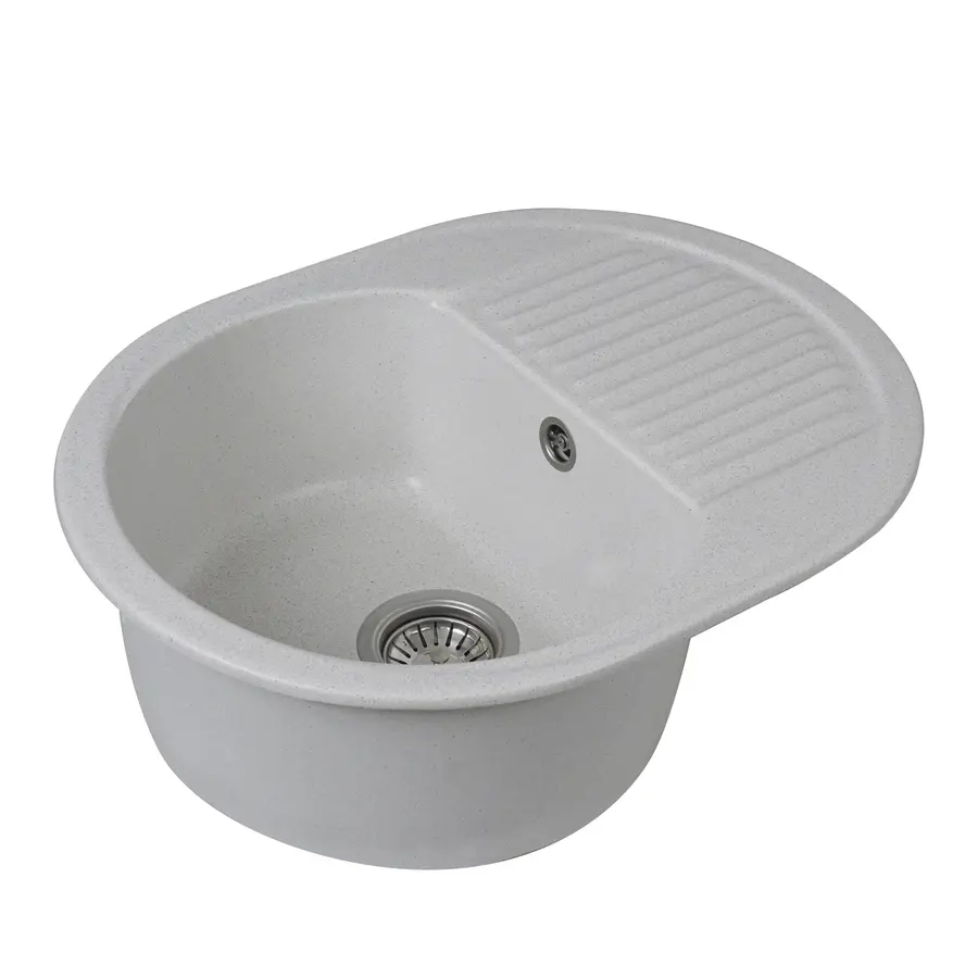 Гранітна мийка для кухні Platinum 6247 BORA глянець Біла в крапку