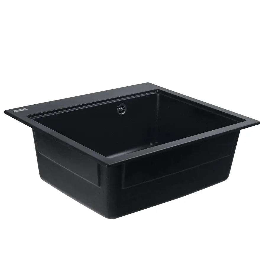 Гранітна мийка для кухні Platinum 5852 VESTA матова Чорний металік