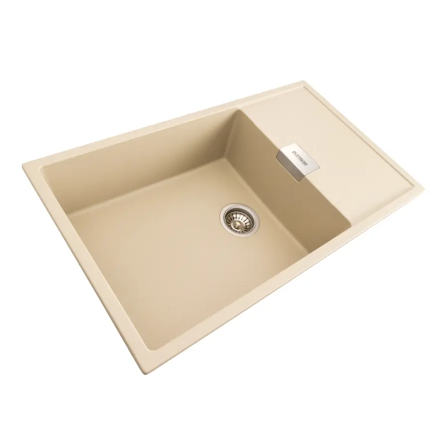 Гранітна мийка для кухні Platinum 8650 DIAMOND матова (айворі)