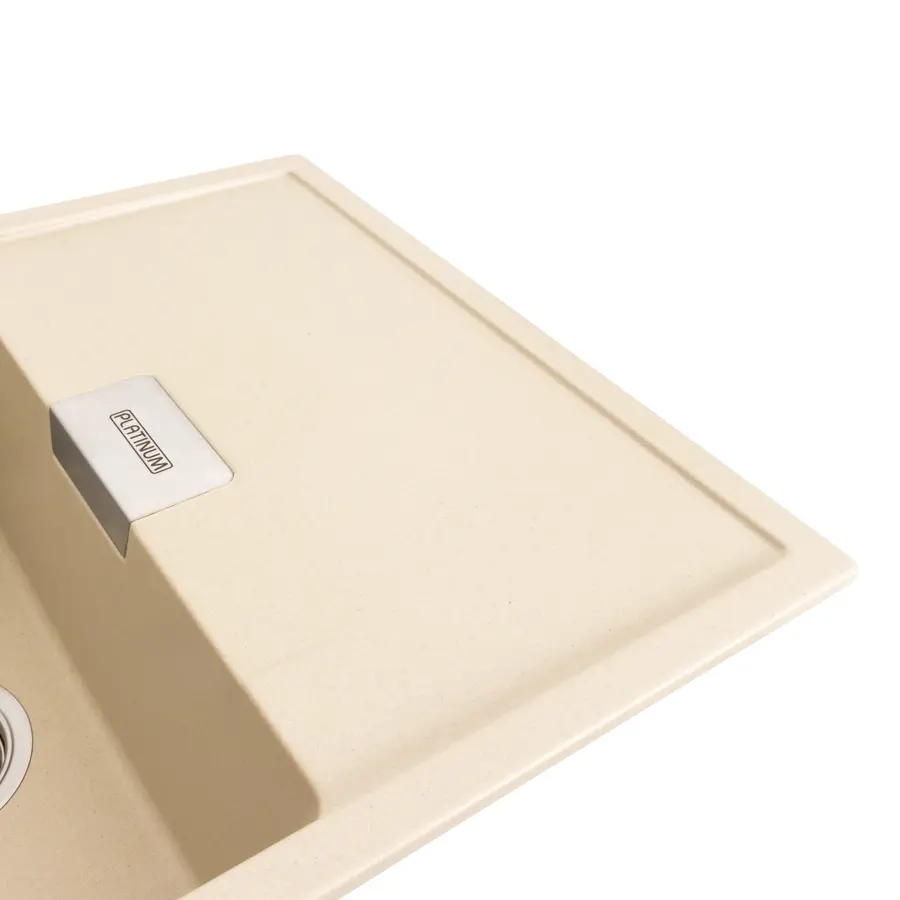 Гранітна мийка для кухні Platinum 8650 DIAMOND матова (айворі)