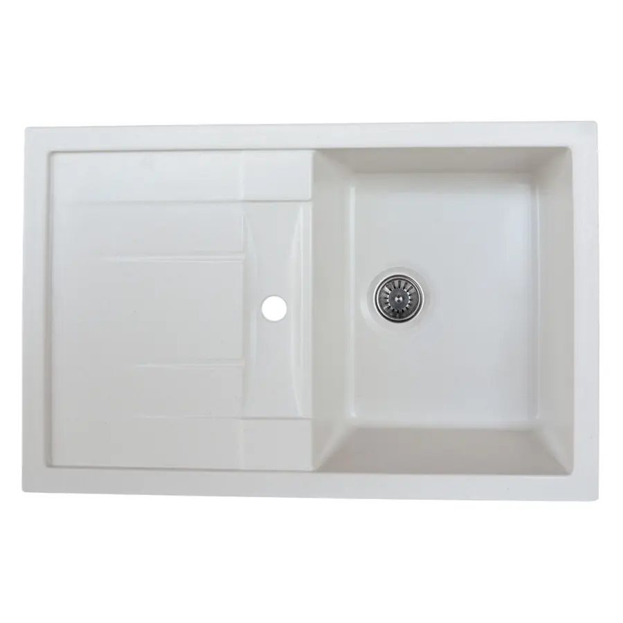 Гранітна мийка для кухні Platinum 7850 PRETSO глянець Біла