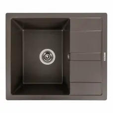Гранітна мийка для кухні Platinum 5851 ARIA матова Темна скеля