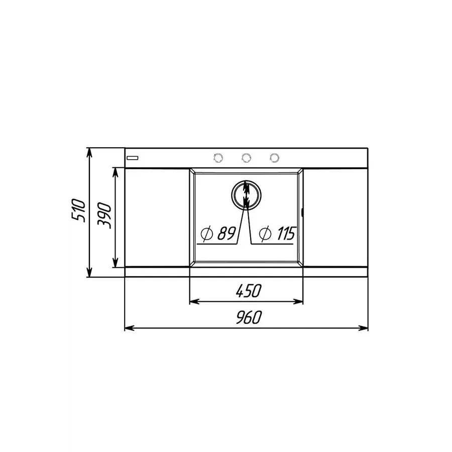 Гранітна мийка для кухні Platinum 9651 ATLAS матовий Карбон