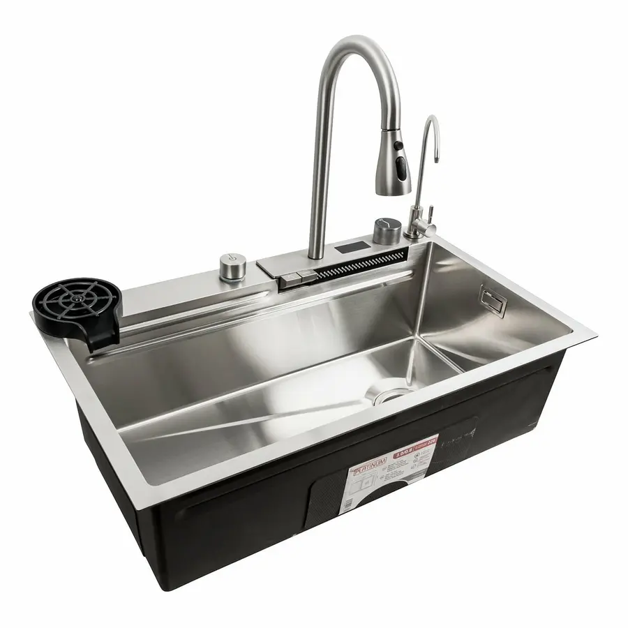 Кухонна мийка 75*45G сатин Platinum Handmade "Водоспад" повна комплектація