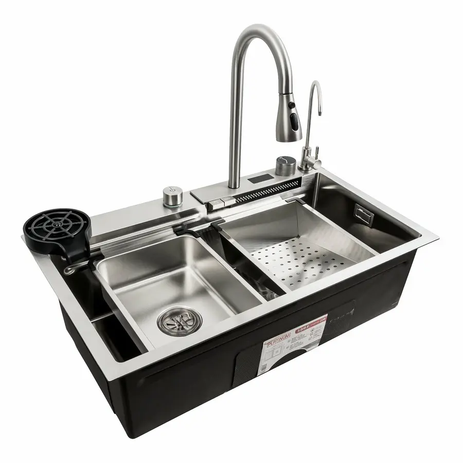Кухонна мийка 75*45G сатин Platinum Handmade "Водоспад" повна комплектація
