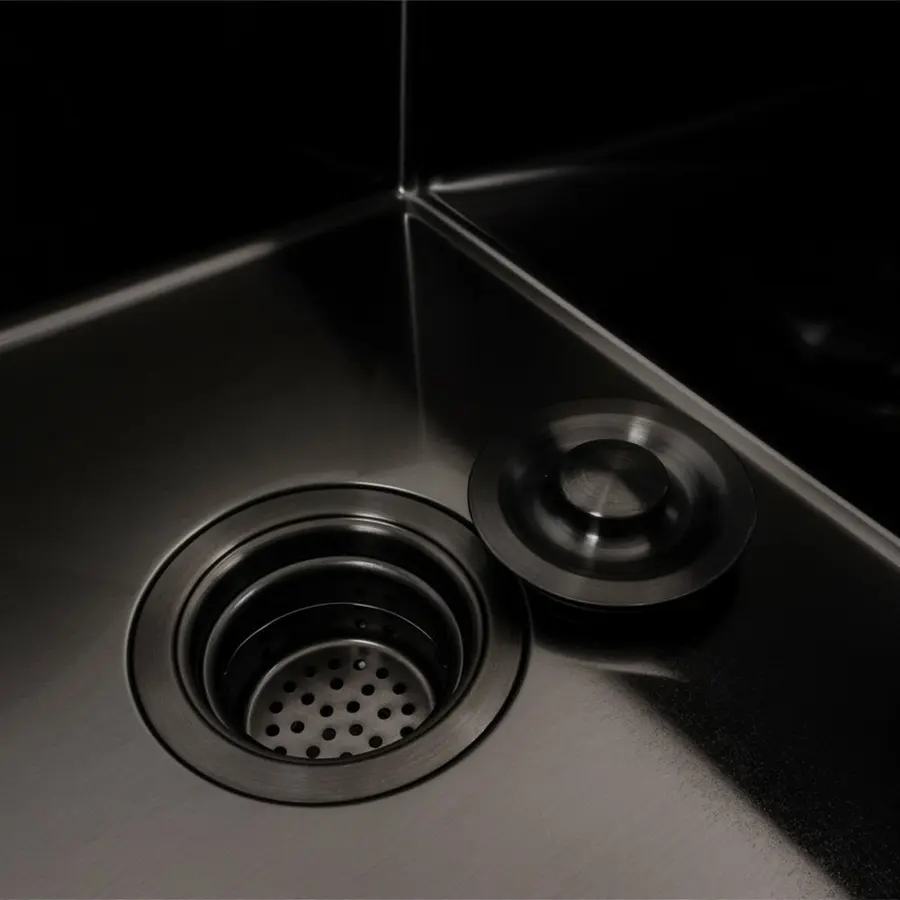 Кухонна мийка CM 58*48 L чорна PVD VALESO Handmade (круглий сифон 3,0/0,8)