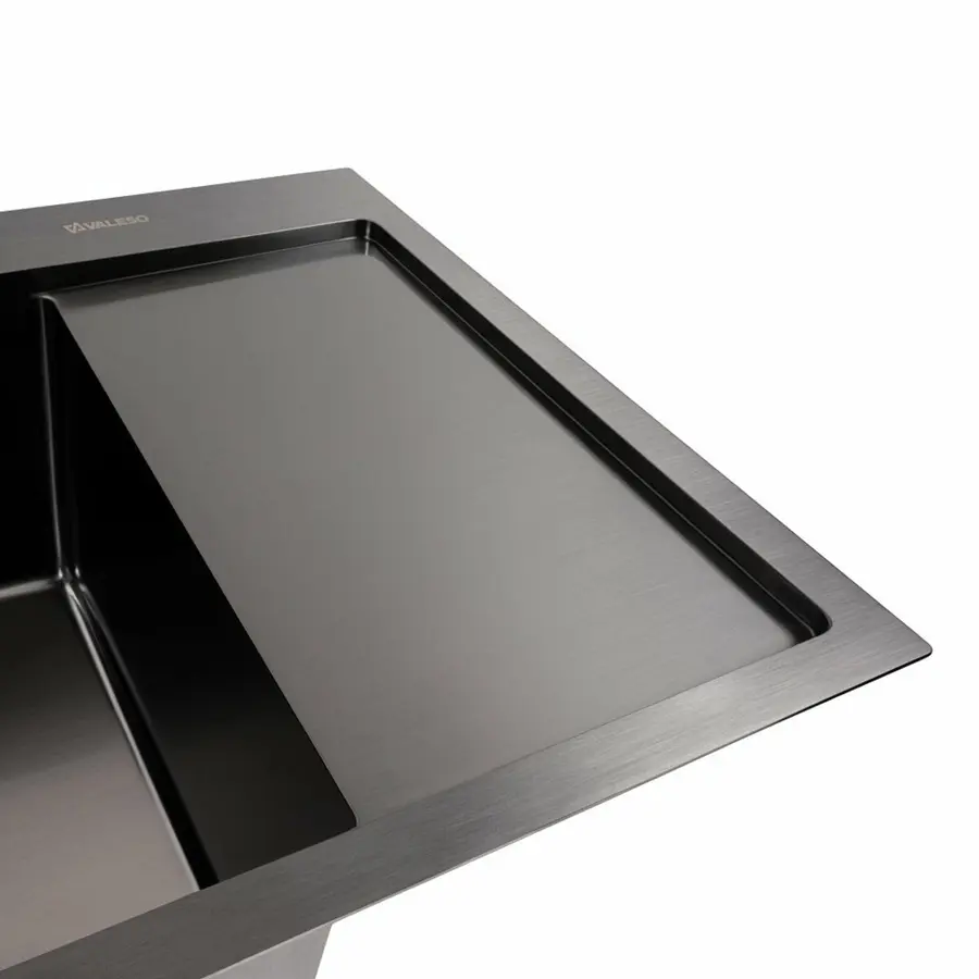 Кухонна мийка CM 58*48 L чорна PVD VALESO Handmade (круглий сифон 3,0/0,8)