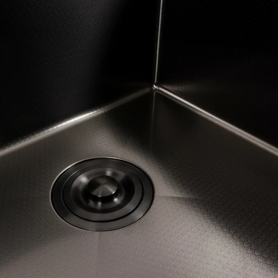 Кухонна мийка 50*50 PVD чорна DECOR Valeso Handmade (сифон круглий, 3,0/0,8)
