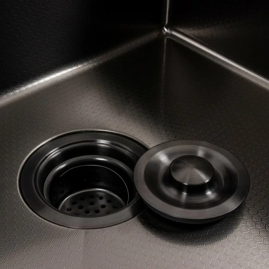 Кухонна мийка 50*50 PVD чорна DECOR Valeso Handmade (сифон круглий, 3,0/0,8)