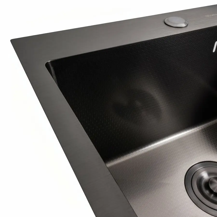 Кухонна мийка 50*50 PVD чорна DECOR Valeso Handmade (сифон круглий, 3,0/0,8)