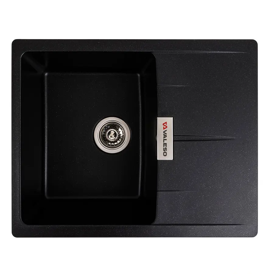 Гранитная мойка для кухни VALESO ZIRKONE 6250 матовая Черный металлик