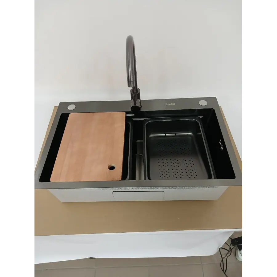 CM 75*46B Кухонна мийка PVD чорна (Work station) Valeso Handmade