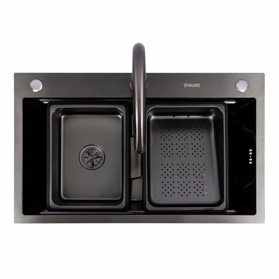 CM 75*46B Кухонна мийка PVD чорна (Work station) Valeso Handmade
