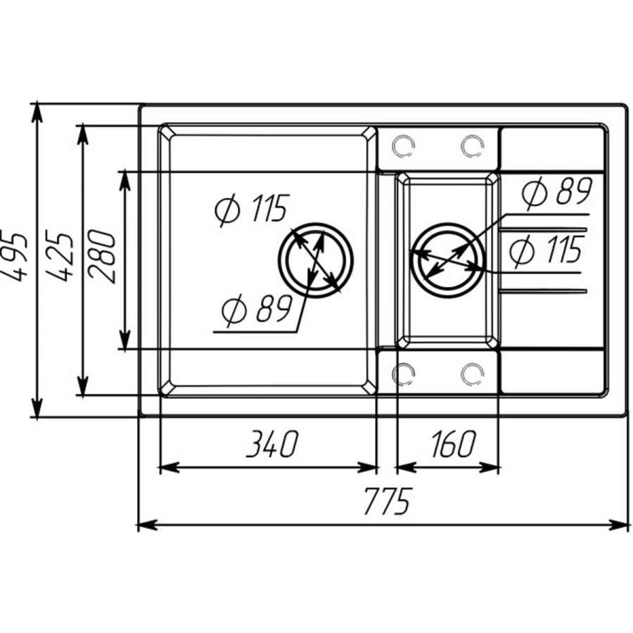 Гранитная мойка для кухни VALESO TOSKANA 7850W матовая Карбон