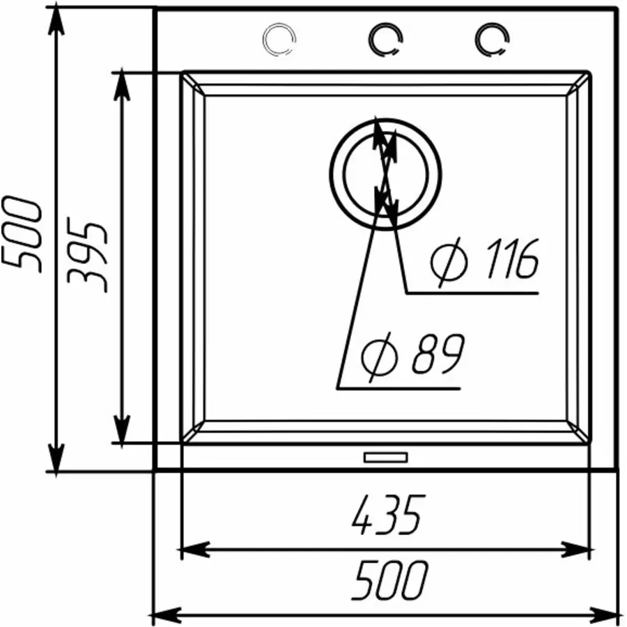 Гранитная мойка для кухни VALESO GALAX 5050 матовая Черный металлик