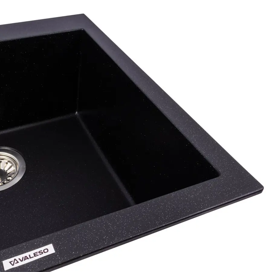 Гранитная мойка для кухни VALESO GALAX 5050 матовая Черный металлик