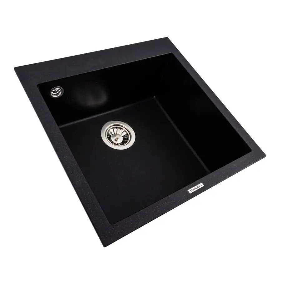 Гранитная мойка для кухни VALESO GALAX 5050 матовая Черный металлик