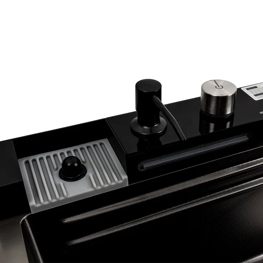 Кухонная мойка 75*45М PVD черная Platinum Handmade "Водопад"