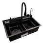 Кухонная мойка 75*45М PVD черная Platinum Handmade "Водопад"