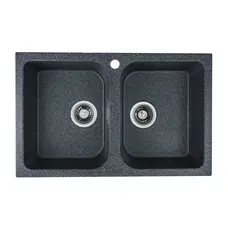 Гранітна мийка для кухні Platinum 7648W TWIN глянець Графіт