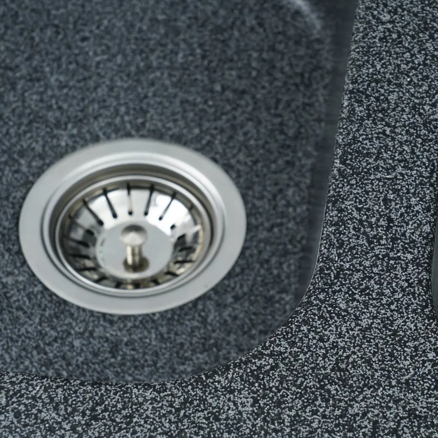 Гранітна мийка для кухні Platinum 7648W TWIN глянець Графіт